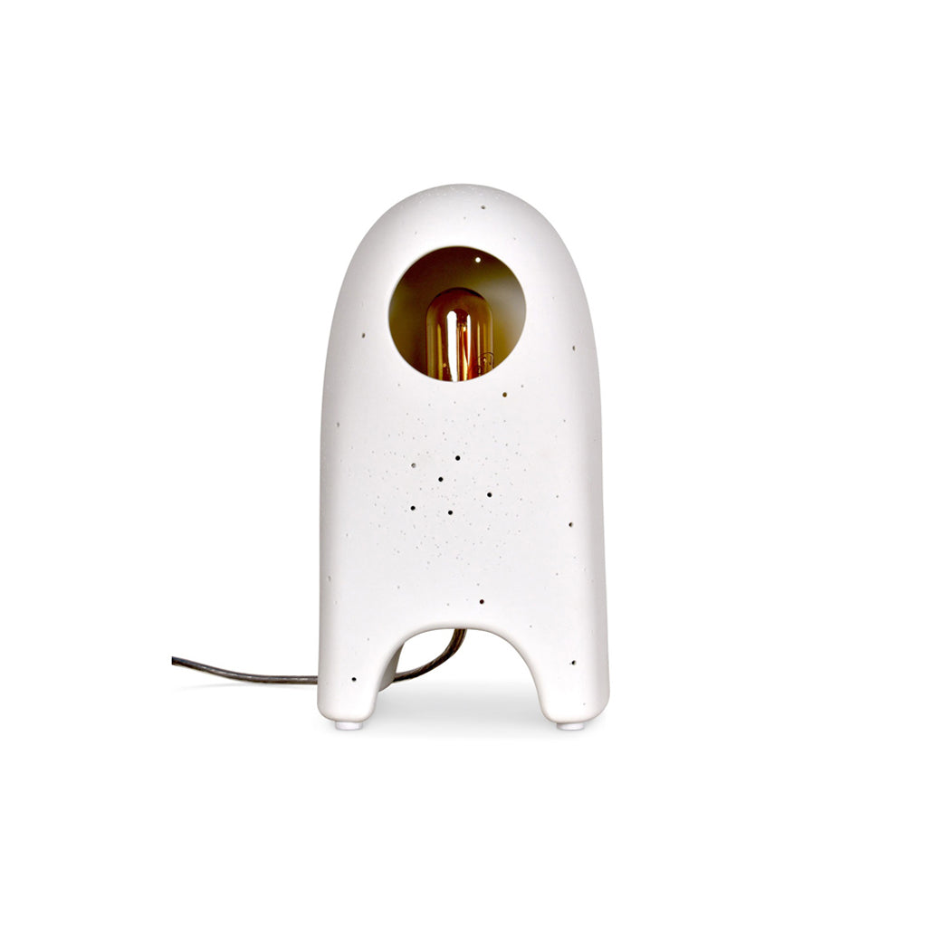 Lampe astronaute – Porcelaine Blanche Mate; Éclats de Lumière