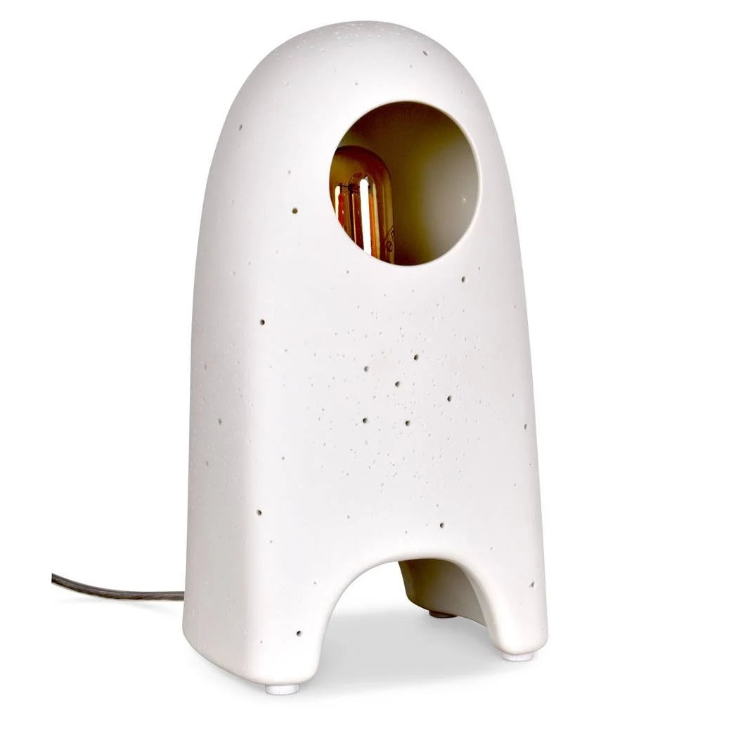 Lampe astronaute – Porcelaine Blanche Mate; Éclats de Lumière