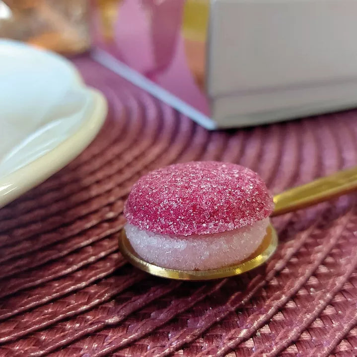 Coffret de Sucres en Forme de Macaron â Rose & Cassis