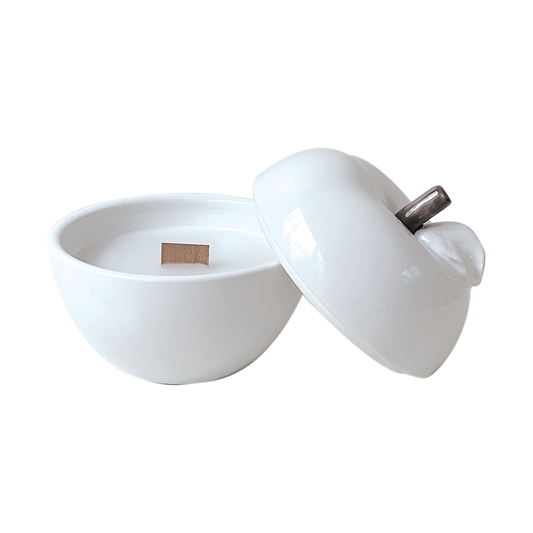 🍏 Bougie Pom’Glow – Blanc patchouli