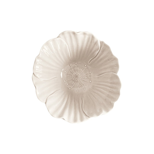 🌸 Coupelle Fleur en faïence – Blanc cassé