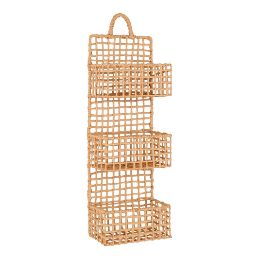 Étagère murale Sines – 3 paniers en papier tressé
