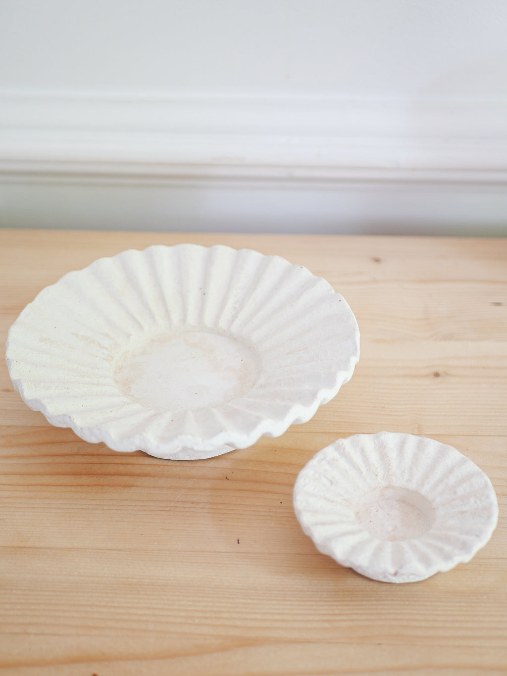 Bougeoirs coquillage en ciment