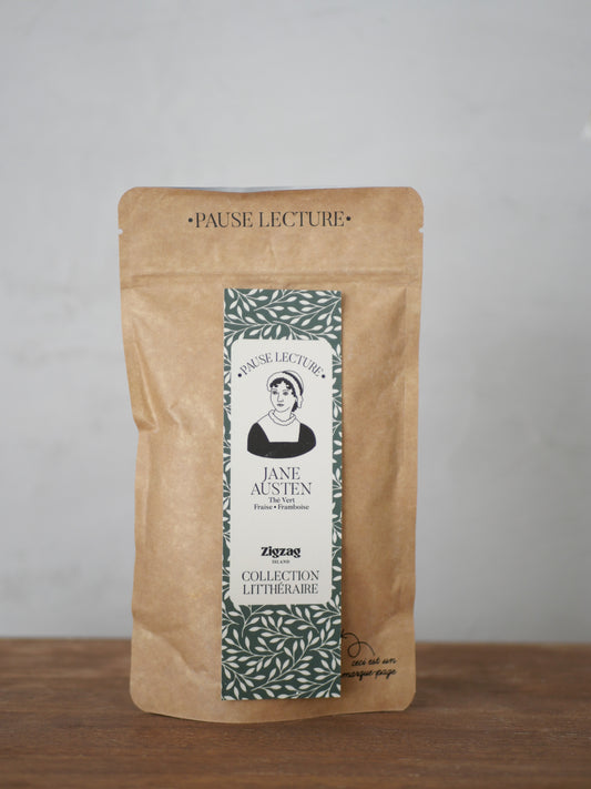 Pause Lecture - Thé Vert Jane Austen &amp; Marque-Page – Saveur Fraise Framboise
