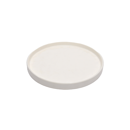 ⚪ Plateau rond brut – Blanc céramique (D19,5 cm)