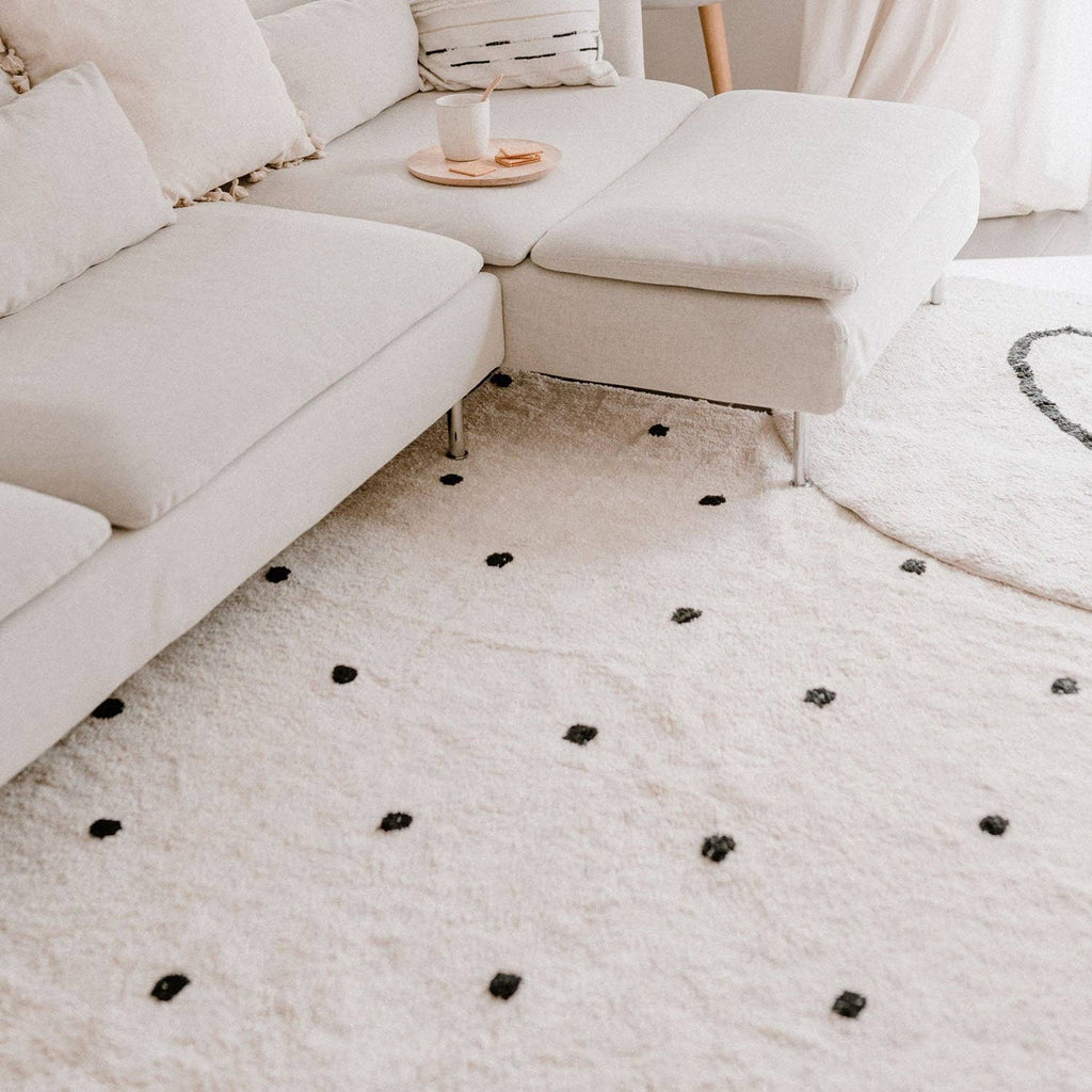 Grand Tapis Tissé à Pois en Coton – Douceur et Style au Sol